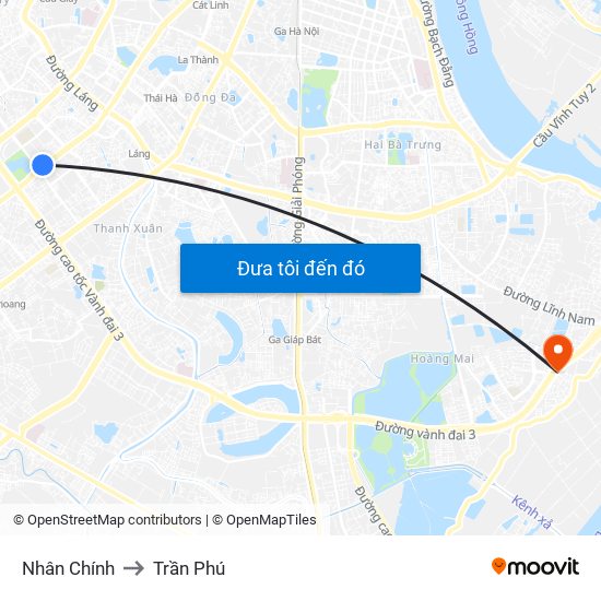 Nhân Chính to Trần Phú map