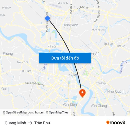 Quang Minh to Trần Phú map