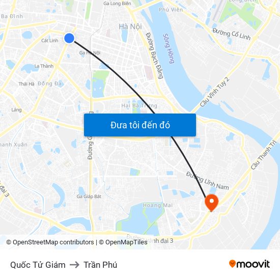 Quốc Tử Giám to Trần Phú map