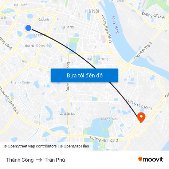 Thành Công to Trần Phú map