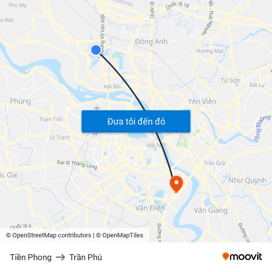 Tiền Phong to Trần Phú map