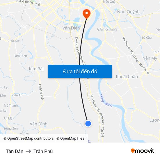 Tân Dân to Trần Phú map