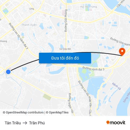 Tân Triều to Trần Phú map