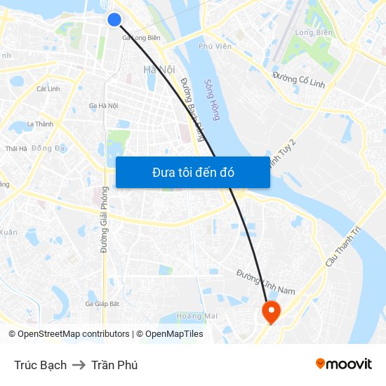Trúc Bạch to Trần Phú map