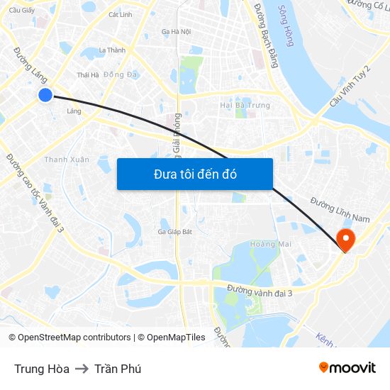 Trung Hòa to Trần Phú map