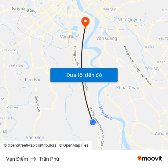 Vạn Điểm to Trần Phú map