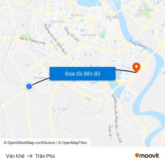 Văn Khê to Trần Phú map