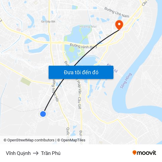 Vĩnh Quỳnh to Trần Phú map