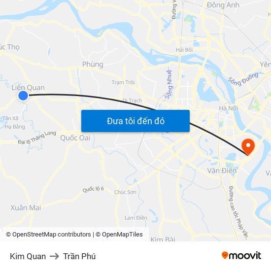 Kim Quan to Trần Phú map