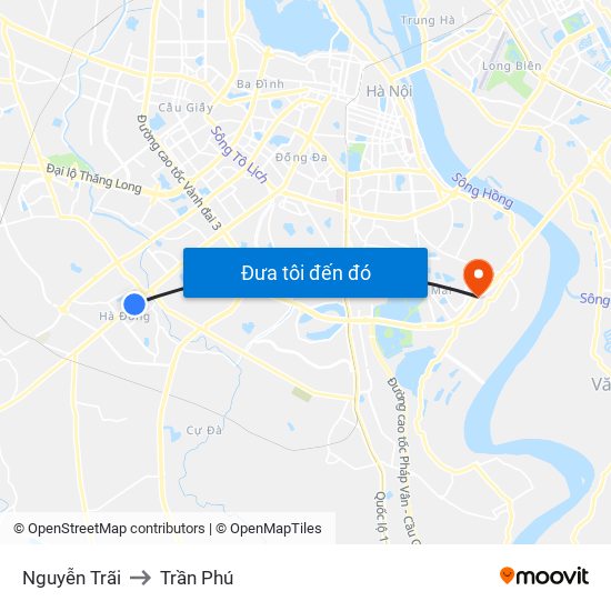Nguyễn Trãi to Trần Phú map