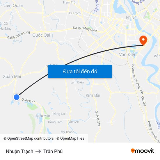 Nhuận Trạch to Trần Phú map