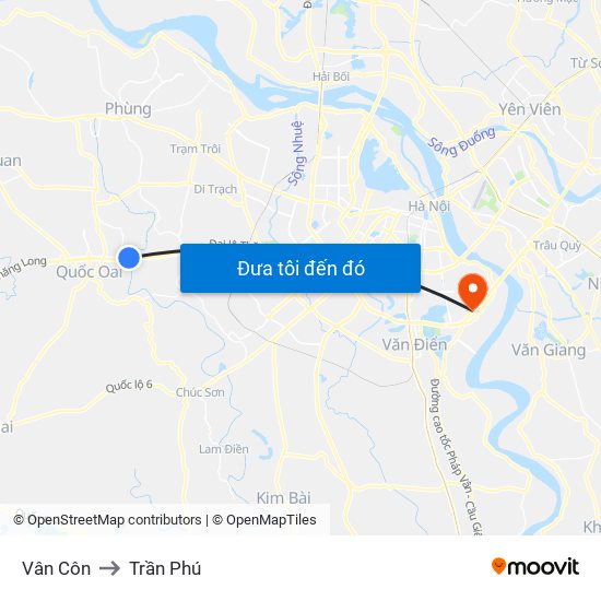 Vân Côn to Trần Phú map