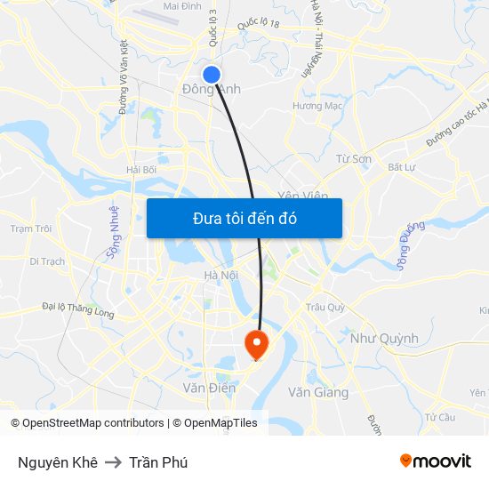 Nguyên Khê to Trần Phú map