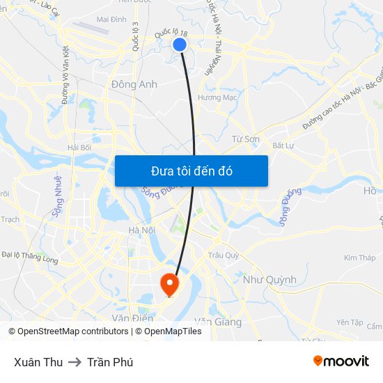 Xuân Thu to Trần Phú map