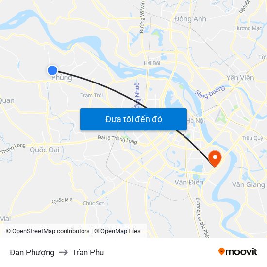 Đan Phượng to Trần Phú map