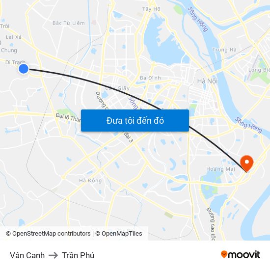Vân Canh to Trần Phú map