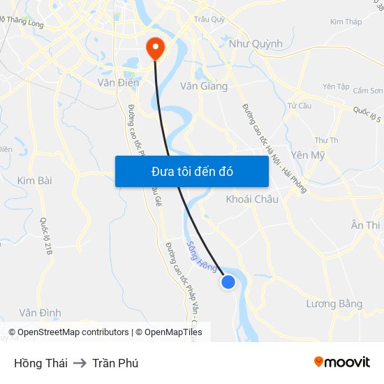 Hồng Thái to Trần Phú map