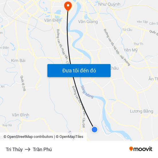 Tri Thủy to Trần Phú map