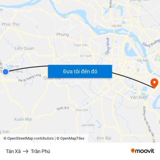 Tân Xã to Trần Phú map