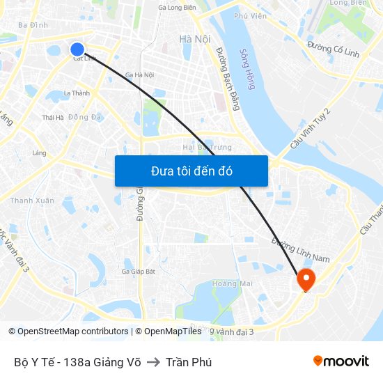 Bộ Y Tế - 138a Giảng Võ to Trần Phú map