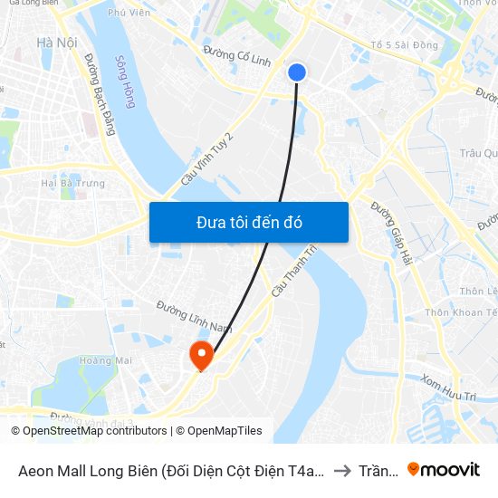 Aeon Mall Long Biên (Đối Diện Cột Điện T4a/2a-B Đường Cổ Linh) to Trần Phú map