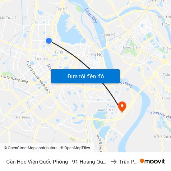 Gần Học Viện Quốc Phòng - 91 Hoàng Quốc Việt to Trần Phú map