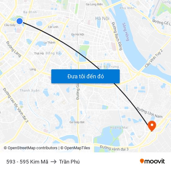 593 - 595 Kim Mã to Trần Phú map
