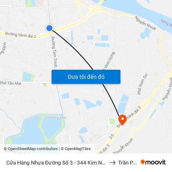 Cửa Hàng Nhựa Đường Số 3 - 344 Kim Ngưu to Trần Phú map