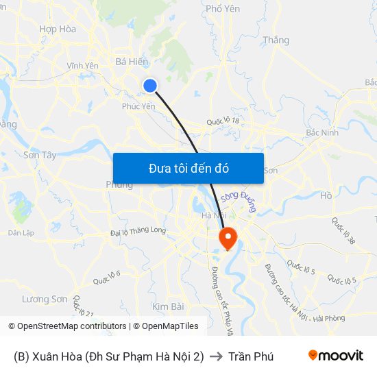 (B) Xuân Hòa (Đh Sư Phạm Hà Nội 2) to Trần Phú map