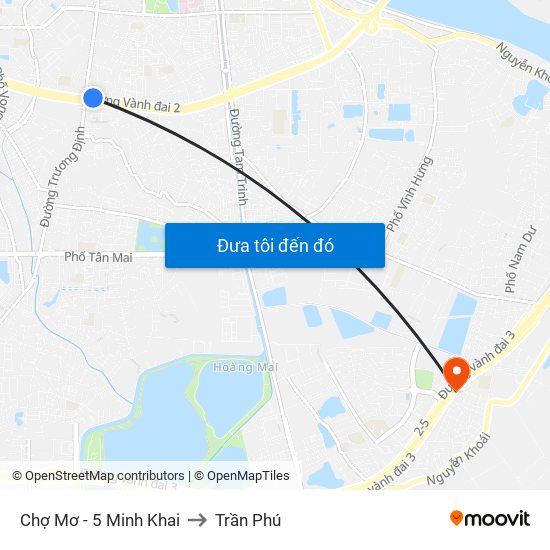 Chợ Mơ - 5 Minh Khai to Trần Phú map