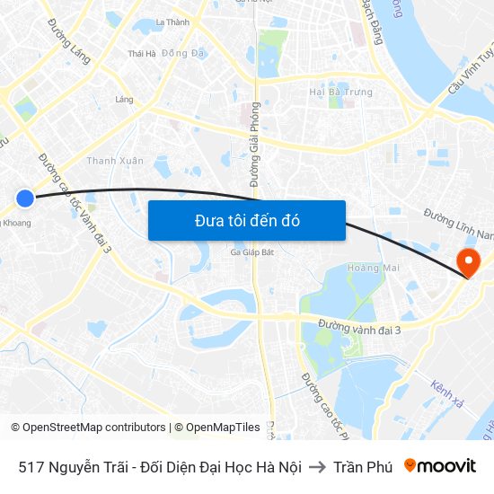 517 Nguyễn Trãi - Đối Diện Đại Học Hà Nội to Trần Phú map