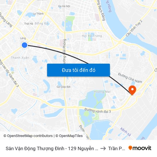 Sân Vận Động Thượng Đình - 129 Nguyễn Trãi to Trần Phú map