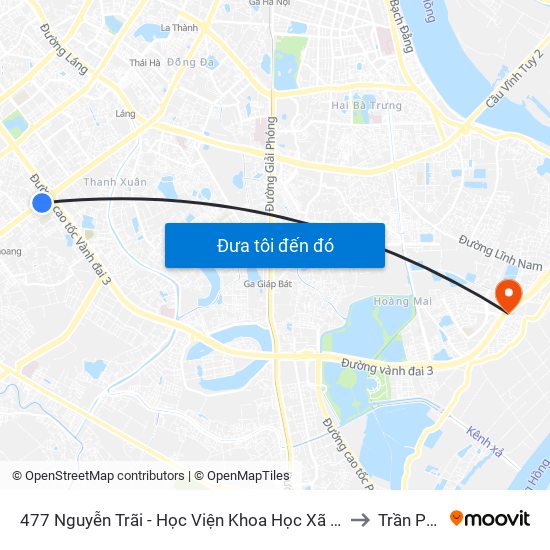 477 Nguyễn Trãi - Học Viện Khoa Học Xã Hội to Trần Phú map