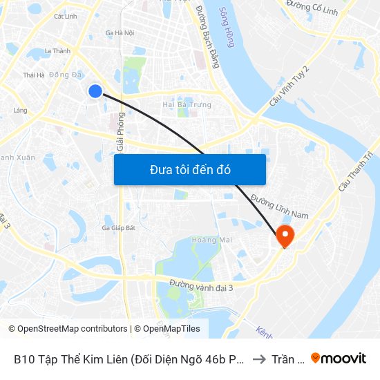 B10 Tập Thể Kim Liên (Đối Diện Ngõ 46b Phạm Ngọc Thạch) to Trần Phú map