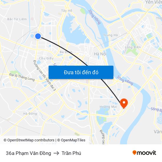 36a Phạm Văn Đồng to Trần Phú map