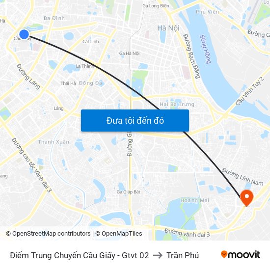 Điểm Trung Chuyển Cầu Giấy - Gtvt 02 to Trần Phú map