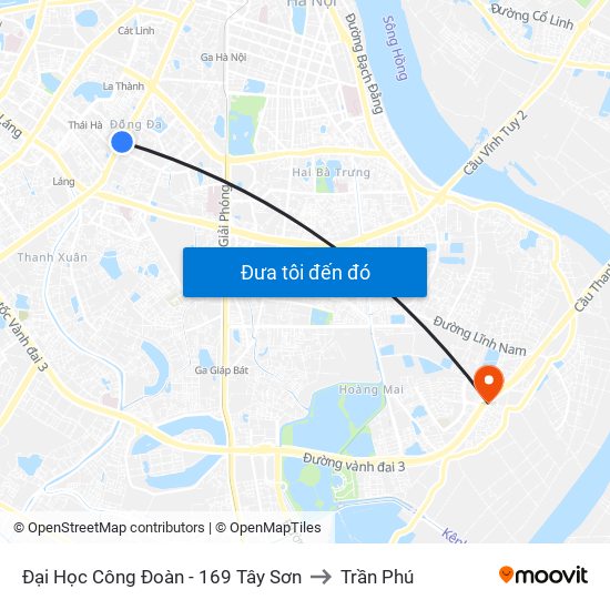 Đại Học Công Đoàn - 169 Tây Sơn to Trần Phú map