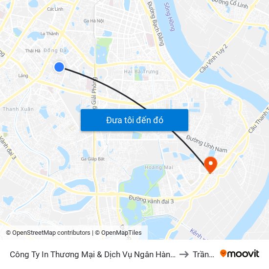 Công Ty In Thương Mại & Dịch Vụ Ngân Hàng - Số 10 Chùa Bộc to Trần Phú map