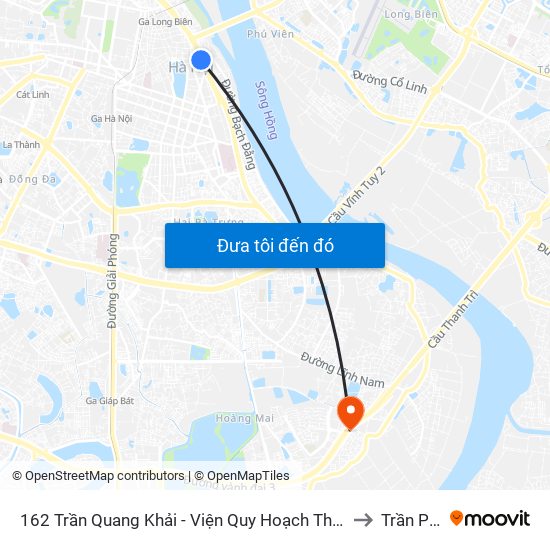 162 Trần Quang Khải - Viện Quy Hoạch Thủy Lợi to Trần Phú map