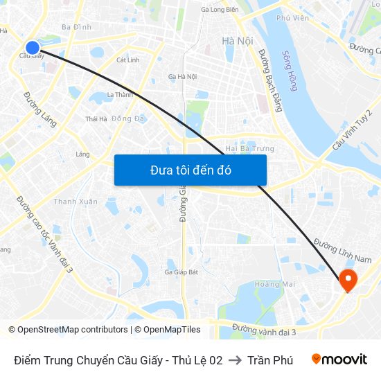 Điểm Trung Chuyển Cầu Giấy - Thủ Lệ 02 to Trần Phú map