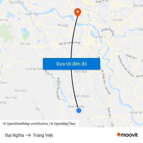 Đại Nghĩa to Tráng Việt map