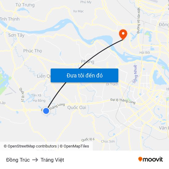 Đồng Trúc to Tráng Việt map