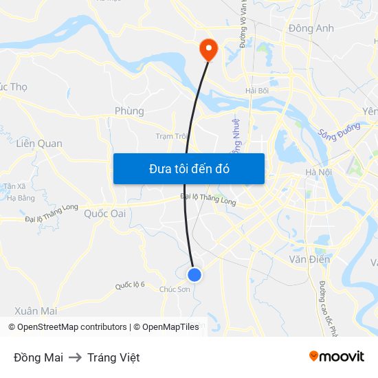 Đồng Mai to Tráng Việt map