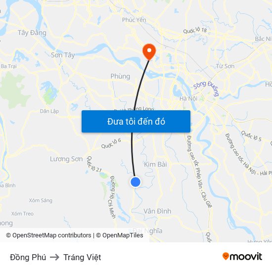 Đồng Phú to Tráng Việt map