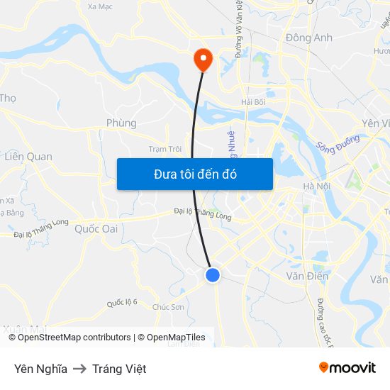Yên Nghĩa to Tráng Việt map