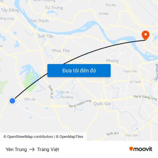 Yên Trung to Tráng Việt map