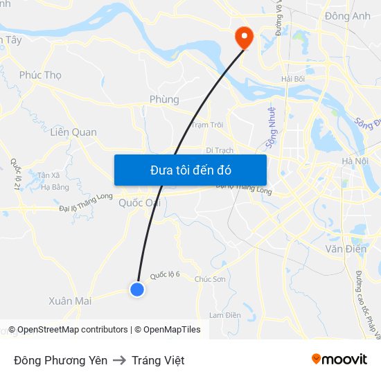 Đông Phương Yên to Tráng Việt map