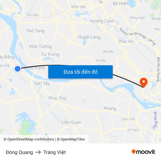 Đông Quang to Tráng Việt map