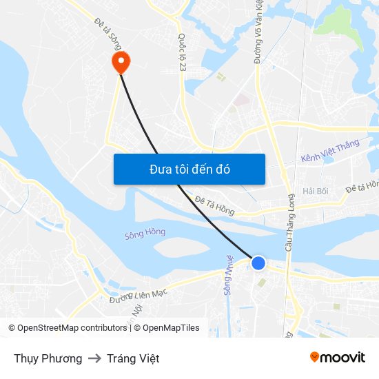 Thụy Phương to Tráng Việt map