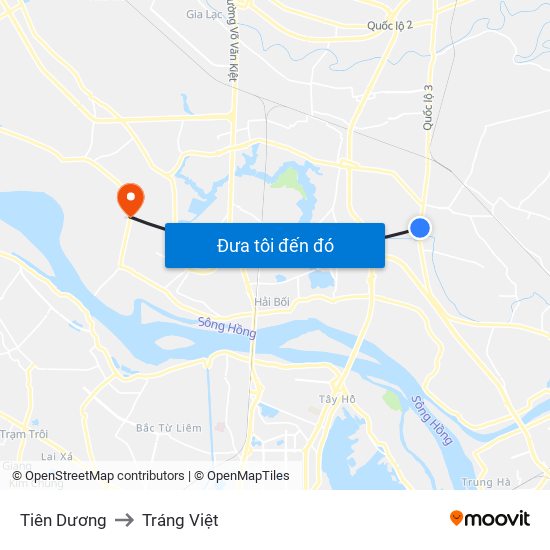 Tiên Dương to Tráng Việt map